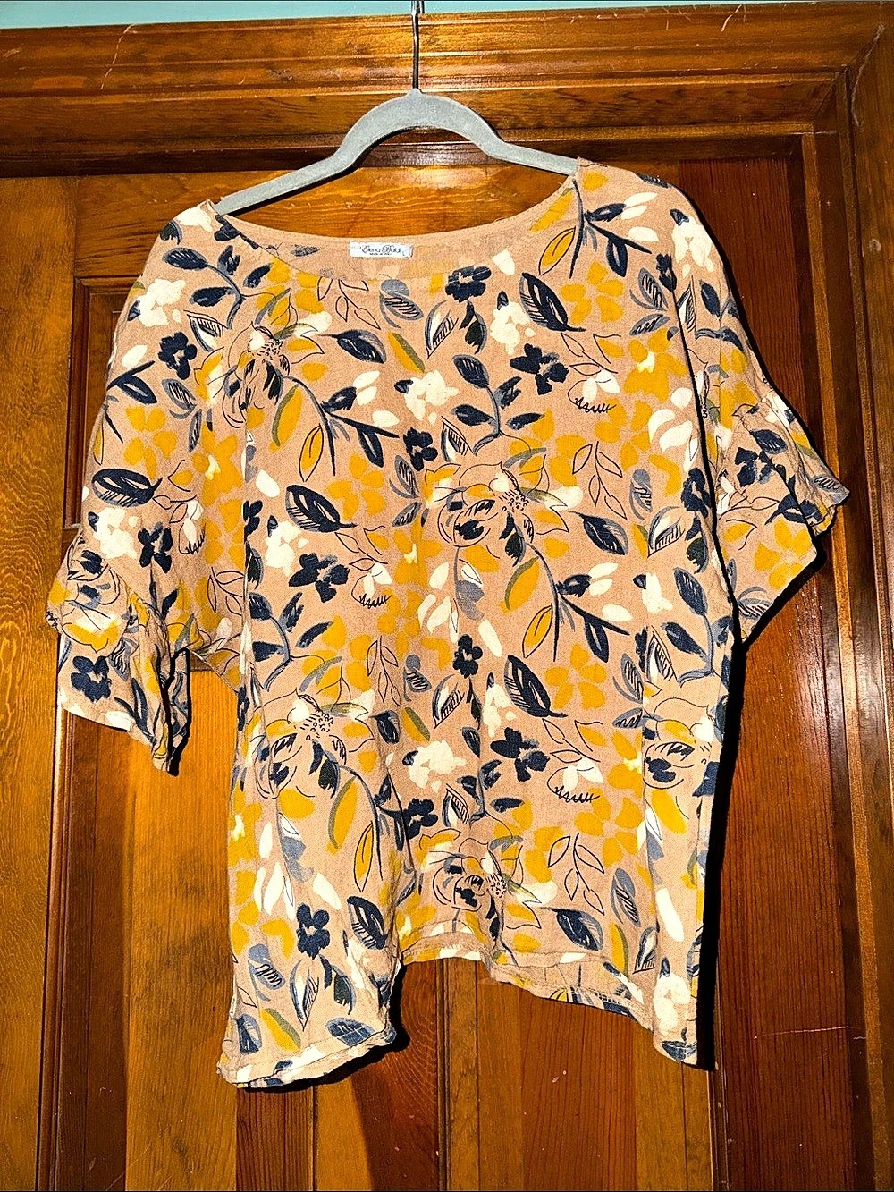 Elena Bodi Floral Tunic in Gold & Blue Size Large
